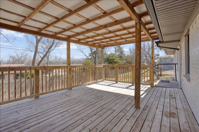 Covered wood deck with pergola roof